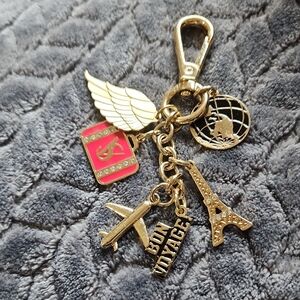 Victoria Secret Purse Charm Keychain Bon Voyage Travel World Plane Eiffel Tower